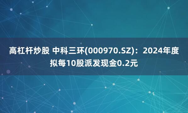 高杠杆炒股 中科三环(000970.SZ)：2024年度拟每10股派发现金0.2元