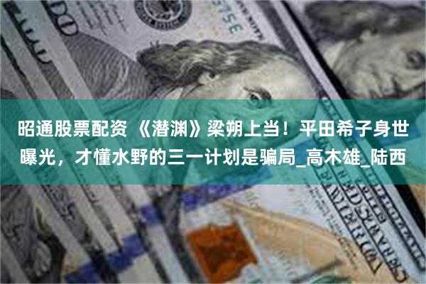 昭通股票配资 《潜渊》梁朔上当！平田希子身世曝光，才懂水野的三一计划是骗局_高木雄_陆西