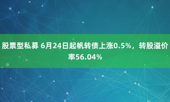 股票型私募 6月24日起帆转债上涨0.5%，转股溢价率56.04%