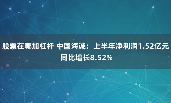 股票在哪加杠杆 中国海诚：上半年净利润1.52亿元 同比增长8.52%