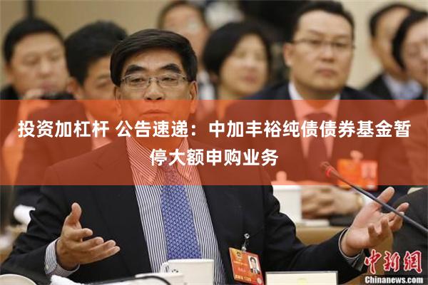 投资加杠杆 公告速递：中加丰裕纯债债券基金暂停大额申购业务